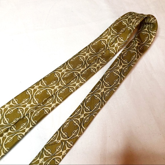 Tan Cream Hermès Paris Silk Vintage Men’s Tie - Picture 4 of 11